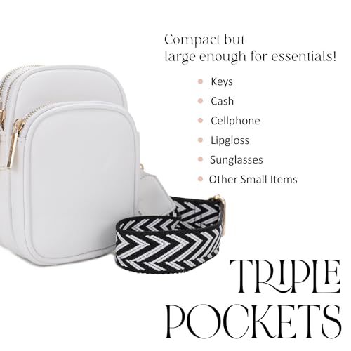 Mali+Lili, Josie Triple Zip Crossbody Bag - color: Webbing_white