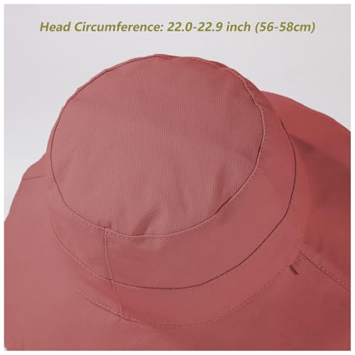 vidsel Womens Sun Hats Wide Brim Reversible Bucket Cotton Hat Packable Summer Travel Cap with Hat Clip,UV Protection - color: Red, size: Medium