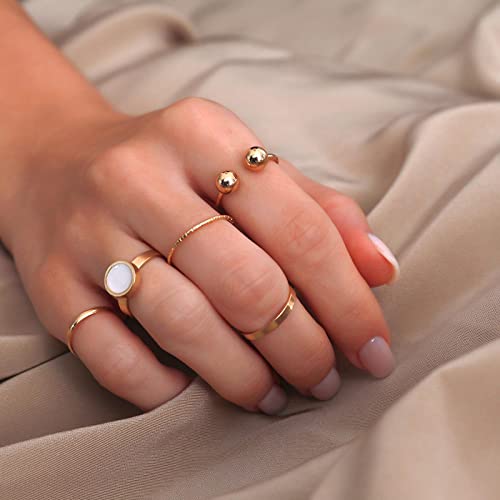 Boho Knuckle Rings Gold Finger Rings Set Stacking Retro Joint Rings Vintage Midi Rings 5 Piece Set for Women