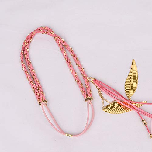 WLBON Halloween Boho Feather Headband Hippie Indian Leaf Hair Hoops Bands Tassel Bohemian Headpiece Hairband Women Xmas Wedding Festival Masquerade Cosplay Dress Up Birthday Party Accessories Pink - color: Pink Tone