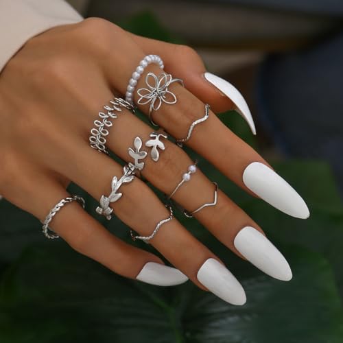Gold Stackable Rings Set Moon Star Design Adjustable Rings for Everyday Wear Mid FingerPinky Ring Trendy Jewelry Gifts - color: H1
