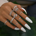 Gold Stackable Rings Set Moon Star Design Adjustable Rings for Everyday Wear Mid FingerPinky Ring Trendy Jewelry Gifts - color: H1