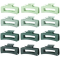 12 Pcs Green Large Square Hair Claw Clips for Women, 4.3-Inch Matte Rectangle Claw, Strong Hold Non-slip Hair Clips for Thick & Thin Hair - color: Green