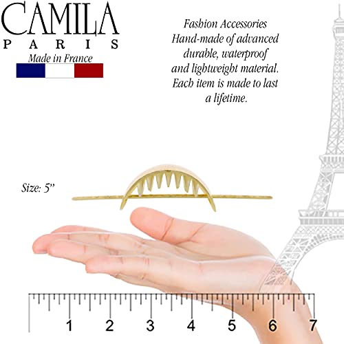 Camila Paris CP3244 French Hair Bun Holder Cover Cap Hair Updo, Yellow, Hair Pin Thru, Strong Hold Grip Hair Clips for Women, No Slip and Durable Styling Girls Hair Accessories, Made in France - color: Yellow