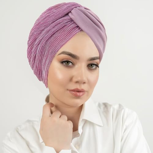 XYIYI Chemo Headwear Turban for Women, Cancer Patients Head Wrap Cover Hat for Hair Loss - color: Purple