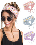 HAIMEIKANG Hippie Hair Bandanas Headbands for Women Boho Headband Knit Hair Bands Floral Head Wrap for Girls(Purple + Blue + Pink) - color: Purple + Blue + Pink