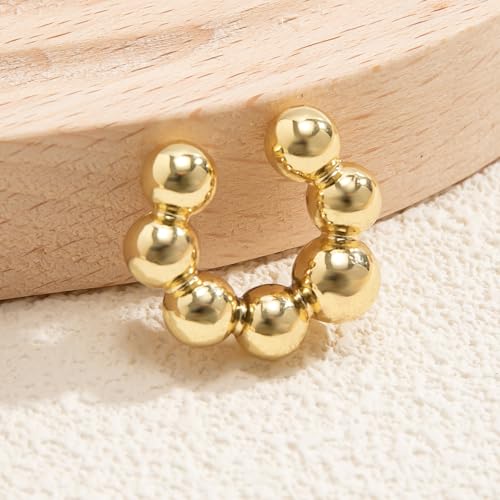 Gold Ear Cuff Earrings for Women Non Piercing 14K Gold Plated/Silver Cuff Clip On Cartilage Hoop Shining Cubic Zirconia Twisted Chain Ear Clip On Earring for Women Chunky Ear Cuffs Earrings - color: B-gold