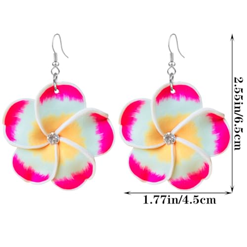 4 Pairs Tropical Bohemian Dangle Earrings For Women Hawaii Plant Daisy Flower Drop Earrings Set - color: style-4