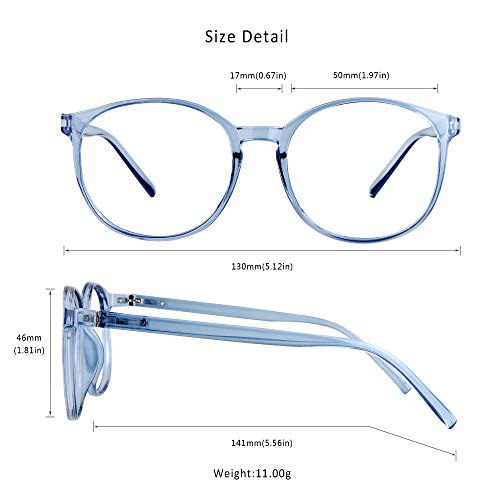 LifeArt Round Blue Light Blocking Glasses, Computer Glasses, Gaming Glasses, TV Glasses for Women Men (Light Blue, No Magnification) - color: 07_days_light Blue, size: +0.00(No Magnification)