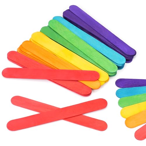 60 Pcs Jumbo Popsicle Sticks,8 Inch Wooden Craft Sticks | Assorted color wooden sticks for craft sorting,plant tags,color matching,display labels and DIY layout projects - color: multicolored