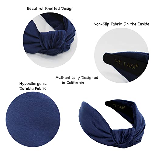 Royal Blue Velvet Headbands Women Girls Trendy, Womens Headbands are Knotted Headband for Women's Hair, Cute Top Knot Fashion Designer Head band - color: Royal Blue