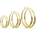 EXGOX Sterling Silver Hoop Earrings - Hypoallergenic, Lightweight, Chunky, 14K Real Gold Plated, Big Large Hoops for Women - color: 30/40/50mmGold