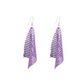 Sequin Earrings for Women Metal Mesh Grid Sequins Tassel Long Drop Dangle Earrings Trendy Charms Bridal Wedding Jewelry - color: Purple