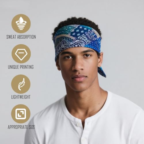 Large Cotton Bandana Lightweight Head Hair Scarf Headbands Wraps Cover Handkerchiefs for Women Men 25 x 25 inch - color: Rt01