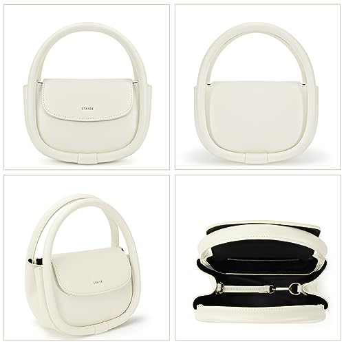 STAISE Designer Top Handle Shoulder Bags for Women, Trendy Mini Crossbody Purses, Women’s Leather Handbags with Straps - color: Cream White
