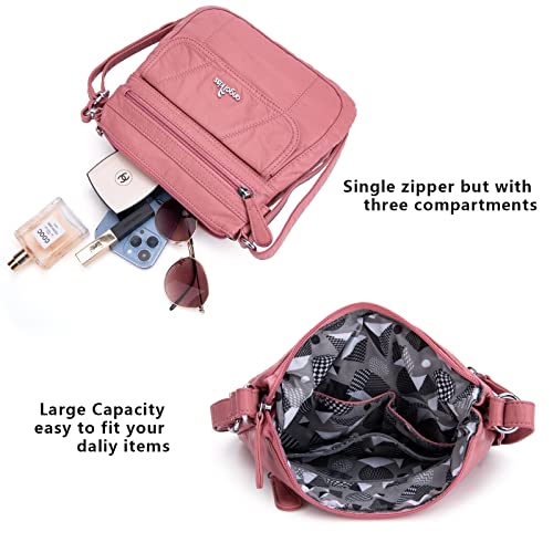 Angelkiss Small Womens Crossbody Bag Leather Shoulder Purse for Women Hobo Bag with Adjustable Shoulder Strap - color: Pink