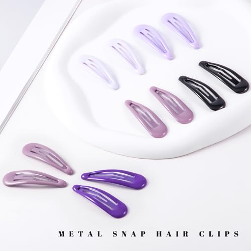 20 PCS Metal Snap Hair Clips Water Drop No Slip Barrettes for Women Bright Small Hair Clips For Thick And Thin Fine Hair,Multiple Purple,1.97 x 0.5 In. - color: Multiple Purple