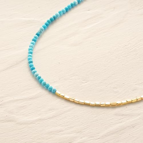 MYEARS Women Beaded Bracelet Gold Gemstone 14K Simple Dainty Handmade Chain Everyday Boho Beach Jewelry - style: Turquoise