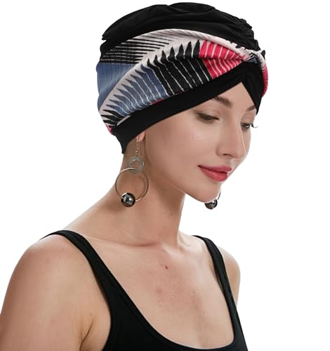 ZLYC Chemo Headwear for Women Pre Tied Turban Headwear Lightweight Beanie Hat - color: Color Stripe
