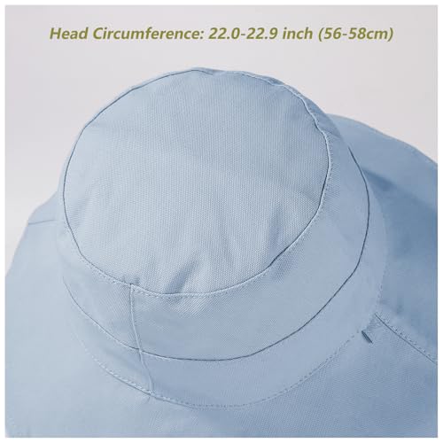 vidsel Womens Sun Hats Wide Brim Reversible Bucket Cotton Hat Packable Summer Travel Cap with Hat Clip,UV Protection - color: Blue, size: Medium