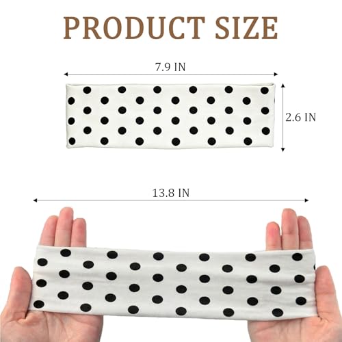 6 PCS Polka Dot Headbands for Women Non Slip Soft Elastic Wide Headband Fashion Yoga Workout Hair Accessories - color: Polka Dot Print