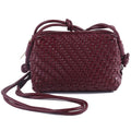 Woven Crossbody Bags for Women Handwoven Purses Vegan Leather Small Handbag Handmade Shoulderbag | Lightweight - color: Burgundy