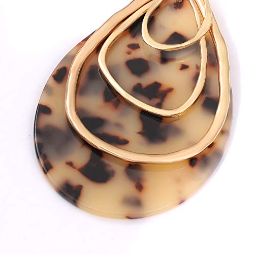 MOLOCH Long Necklace For Women Geometry Teardrop Acrylic Circle Pendant Necklace Statement Boho Acetate Resin Necklace Minimalist Gift - color: Leopard