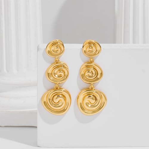 MUYAN Gold and Silver Boho Hammered Dangling Earrings for Women Modern Statement Finish Dangle Drop Earrings Jewelry - color: Boho Spiral
