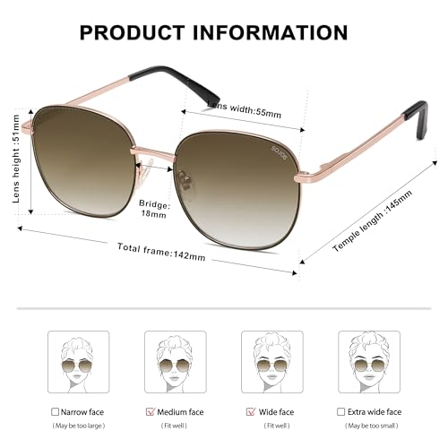 SOJOS Classic Trendy Square Sunglasses for Women Men Cute Big Frame Gold Shades SJ1137 - color: Dark Green/Gradient Brown