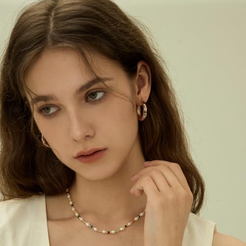ARSIS Mix & Match 18K Gold-Plated Hoop Earrings for Women, Hypoallergenic, 925 Sterling Silver Posts, Organic Textured Design, Lightweight Hoops in Gold/Silver/Rose Gold, Jewelry Gift for Her - color: Rose Gold-20mm, size: 20mm
