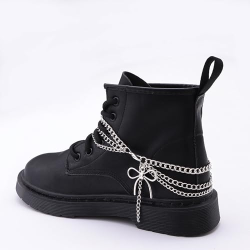 Nojess 2Pcs Punk Goth Shoe Chains Skull Boot chains Skeleton Hand Shoe Charms Shoes Sneakers Martin Boots Accessories Stuff - style: Bow Chain