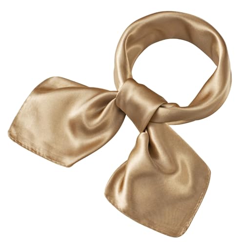 QBSM Womens 23.6 inch Satin Silk Feeling Formal Square Neck Scarf Head Hair Wraps Kerchief - color: Dark Khaki