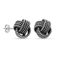LeCalla Sterling Silver Love Knot Stud Earrings - Lightweight Italian Design Twisted Earrings for Women - color: Black Antique Knot