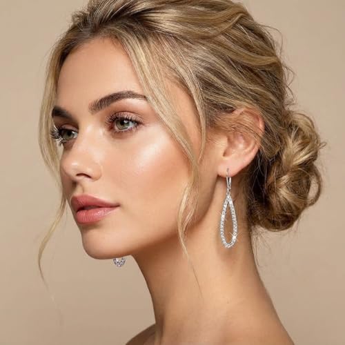 Leverback Dangle Drop Earrings for Women, Hypoallergenic Lightweight Minimalist Jewelry, Fashion Gift for Her, Birthday Anniversary - color: C-Silver