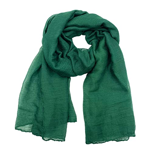 woogwin Women's Cotton Scarves Lady Light Soft Fashion Solid Scarf Wrap Shawl - color: Darkgreen