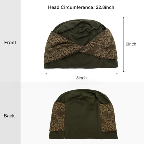 Women Knot Slouchy Beanie Chemo Hat Twist Stretch Cancer Head Wraps Sleep Head Scarf - color: Army Green