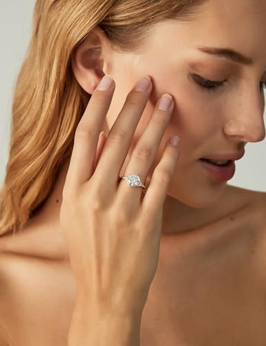 EAMTI 2CT Engagement Rings for Women Round Cut CZ Solitaire Promise Wedding Bands Travel Bezel Ring 14K Gold Plated Size 4-10 - color: Brass-Gold