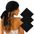 Junvena 27 Inch Extra Large Bandana 100% Cotton,Soft Thin Breathable Headband for Men Women, Solid & Paisley - color: Black 3 Pack