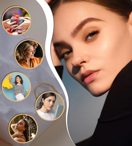 3pcs Nose Rings Hoops - 316L Surgical Steel Nose Hoops 16G/18G/20G CZ Opal Turquoise Clicker Septum Nose Ring Lip Helix Cartilage Hoop Earring Daith Rook Conch Body Piercing Jewelry for Women Men 6mm 8mm 10mm - color: Silver, size: 18 gauge(1.0mm)-8mm