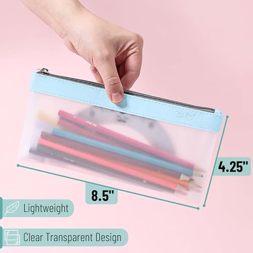 Mr. Pen- Clear Pencil Pouch, 8.50"x4.25", 3 Pack, Durable TPU Material | Medium Water-Resistant Pencil Bags with Smooth Zipper, Multipurpose Clear Pouch for Stationery, School, Office - color: Lime Vibe, size: 3 Pack, Medium