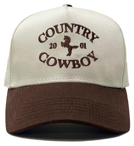 Funky Junque Vintage Canvas Snapback Hat - Adjustable 2 Tone Cap for Men Women - Put It On My, Cowboy, Girl Dad, Funny - color: Country Cowboy - Beige/Brown