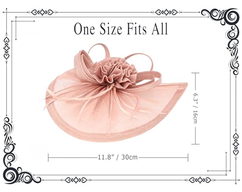 dressfan Fascinator Hat Headpiece Womens Vintage 20s 50s Headband for Derby/Wedding/Cocktail/Wedding/Tea Party - color: Pink