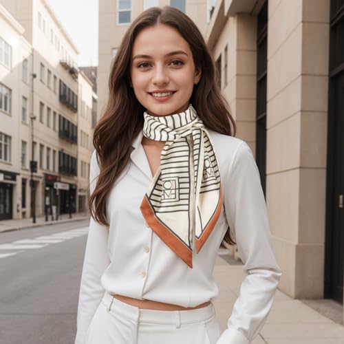 RIIQIICHY Hair Scarf for Women Like Silk Scarves Headband Neck Scarfs Twilly Purse Accessories - color: C017