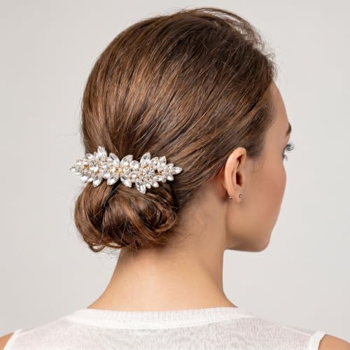 Joez Wonderful Rhinestone Hair Barrettes Clips for Women, White | Sparkly flower hair barrette accessories, non-slip, alloy made, for weddings, birthdays, parties, engagements, balls, brides - color: Rhinestone Butterfly White