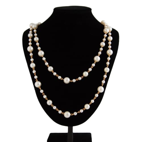 Long Necklaces for Women Pearl Necklaces for Women Long Chain Necklace Dainty Layered Pearl Necklace Statement Sweater Strand Chain Jewelry - color: Gold pearl