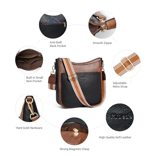 Crossbody Bags for Women Crossbody Purse for Women Vegan Leather Hobo Purses Shoulder Handbags for Daily Travel Work - color: 4-1 Black With Brown