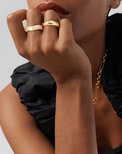 KSF 2Pcs / 3Pcs / 4Pcs Stackable Rings for Women, Gold and Silver Plated Stack Ring Set for Everyday Wear, Gift for Her - color: Multicolor-gold2pcs