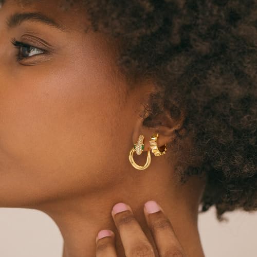 MYEARS Women Earrings Gold Huggie Hoop 14K Small Simple Hypoallergenic Everyday Jewelry - style: Frill