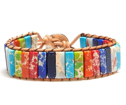 7 Chakra Bracelet Bohemian Handmade Leather Wrap Healing Protection Natural Stone Yoga Beaded Bracelets Boho Friendship Jewelry - color: Chakra #4