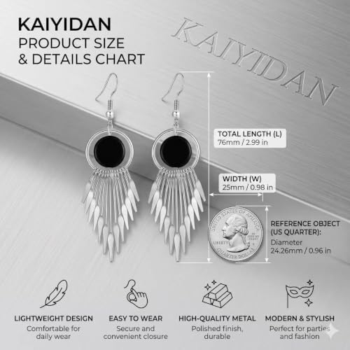 Silver Dangle Earrings For Women Trendy,Boho Cute Drop Western Earings,Vintage Gothic Ethnic Statement Beach Vacation Long Earrings with Leaf Teardrop Turquoise Crystal Tassels,Fashion Jewelry Birthday Gift. - color: A59) Silver Plated Tassels Dangle